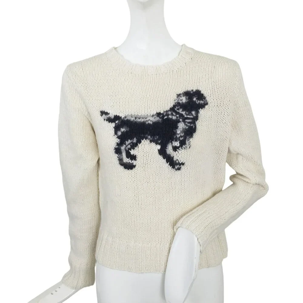 NEW Vintage Polo Ralph Lauren Sweater! S or L Creme With Black Lab Dog Design - Picture 1 of 3